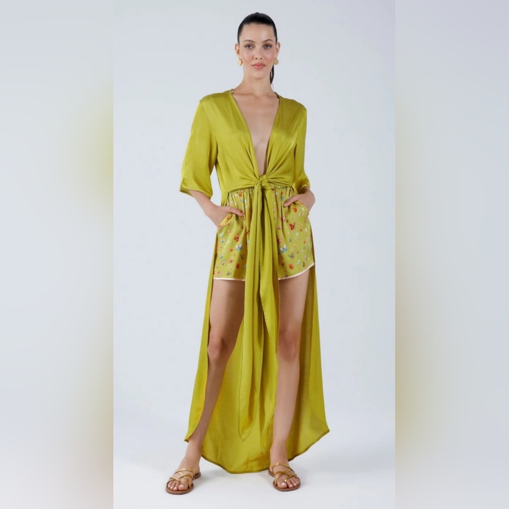 My Beachy Side Green Magnolia Kaftan Kimono Wear Multi Ways OS NWT